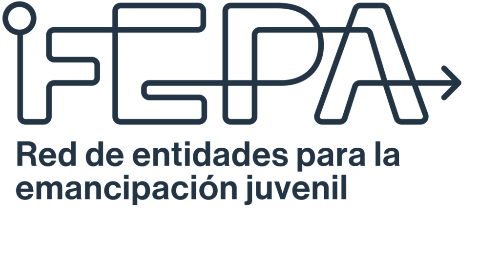 Logo oscuro de FEPA con el claim 'Red de entidades para la emancipación juvenil'.