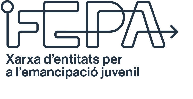Logo fosc de FEPA amb el claim 'Xarxa d'entitats per a l'emancipació juvenil'.